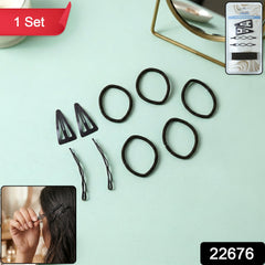 Hair Styling Kit with Snap Clips and Rubber Bands