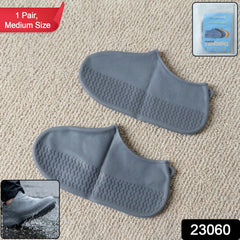 Waterproof Silicone Shoe Cover Grey Color (1 Pair, Medium Size)