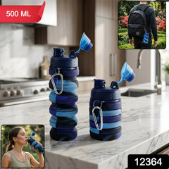 Collapsible silicone water bottle folded compactly