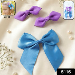 Close up of satin hair bow clips in decorative bow style