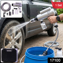 Portable cordless car pressure washer with multiple nozzles and carry case