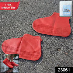 Waterproof Silicone Shoe Cover Red Color (1 Pair, Medium Size)