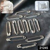 Silver safety pin brooch set with crystal stones