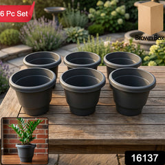 Set of six sturdy plastic planters for herbs, flowers, and succulents