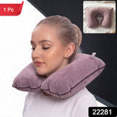 Inflatable U shape velvet neck pillow