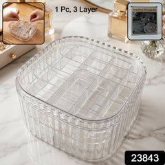 Transparent Jewellery Storage Box 3 Layer Multi Compartment Organizer (1 Pc)