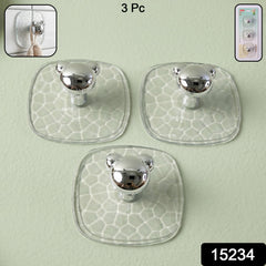 Packaging of 3 clear adhesive wall hooks by Indo Glow