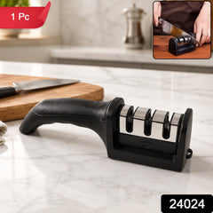 3 Stage Manual Knife Sharpener Tool for Steel and Ceramic Knives Kitchen (1 Pc) view 2