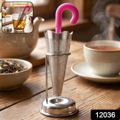 Side view of Stainless Steel Umbrella Tea Strainer