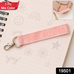 Flat Strap Keychain with 'Girl Power' Ribbon