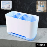 6-compartment plastic toothbrush holder organizer stand