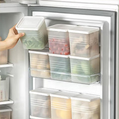 Stackable Clear Plastic Food Containers in Kitchen Pantry