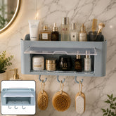 Wall Mounted Multi Storage Organizer Shelf with Hooks for Bathroom (1 Pc)