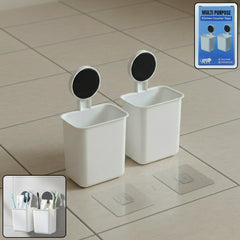 Wall mounted plastic toothbrush holder set