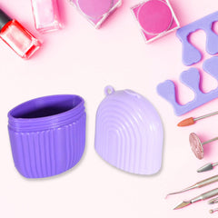 Hand holding the purple ice roller with ergonomic grip