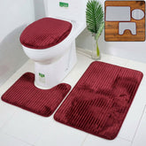 3 in 1 anti slip bathroom mat set with contour mat and lid cover