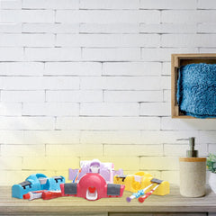 Close-up of toothpaste being dispensed from the automatic dispenser