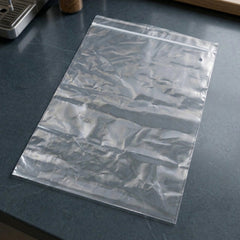 Resealable transparent zip lock bag for food storage