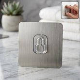 Close-up of adhesive plastic wall hook hanger