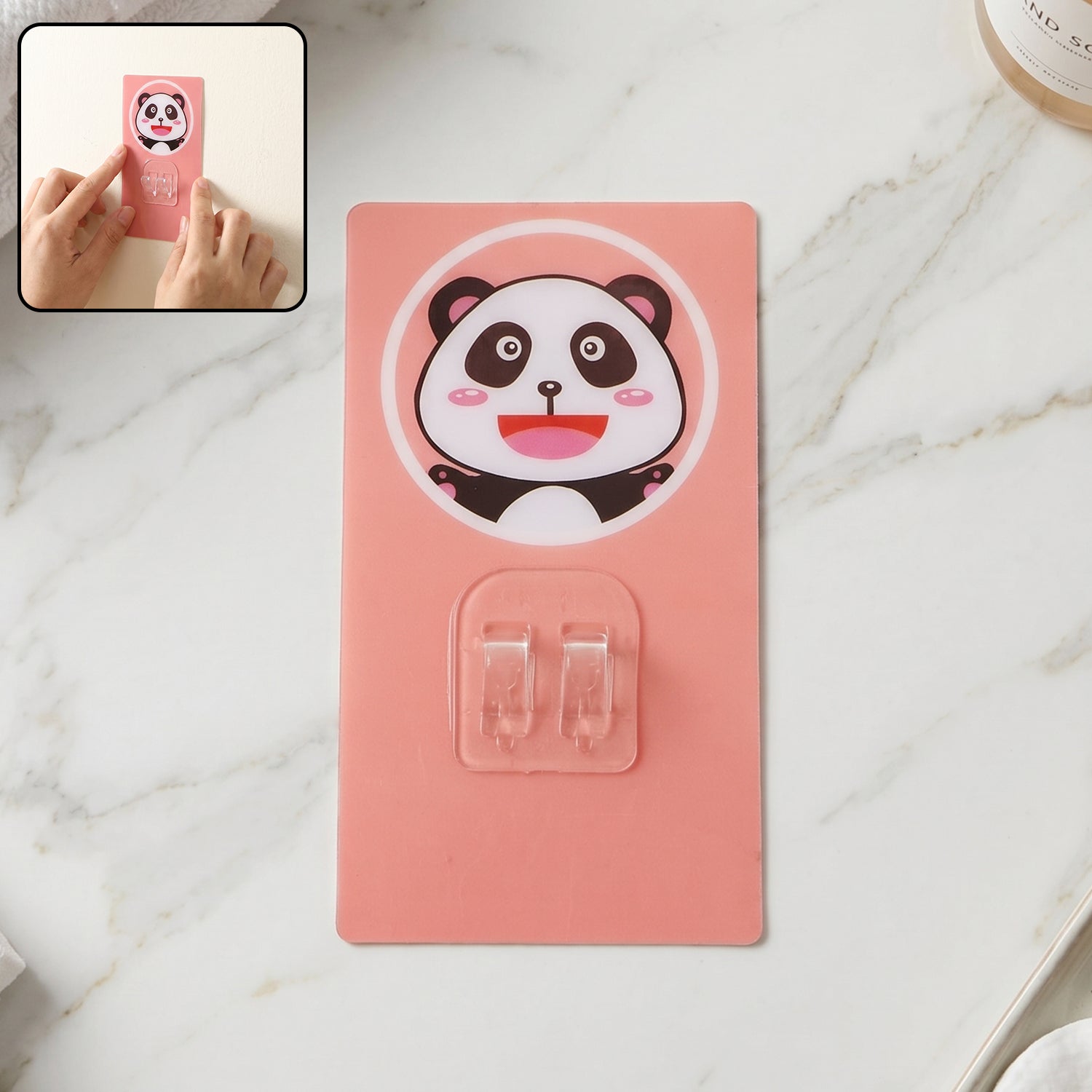 Cartoon adhesive plastic wall hook on white background