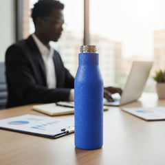 Blue stainless steel water bottle for drinking