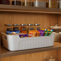 White plastic storage containers for versatile use