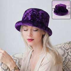 Designer winter velvet bucket hat front view
