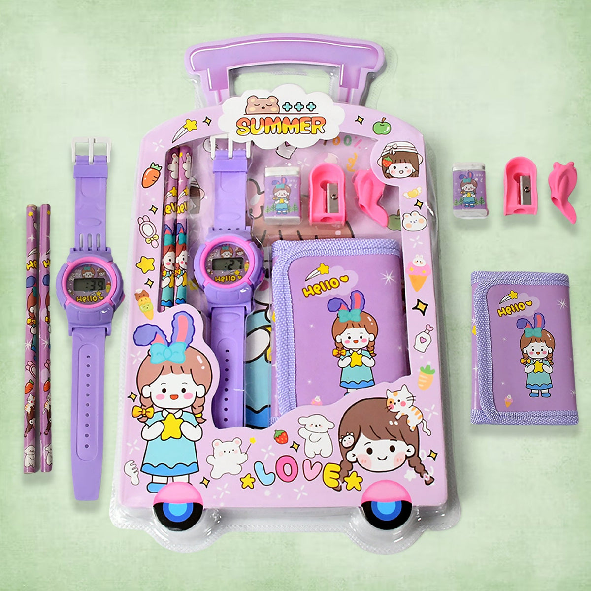 Stationery Set for Kids â€“ 7-in-1 School Kit with Pencils, Eraser, Sharpener, Pouch & More (Pack of 7 Pcs)