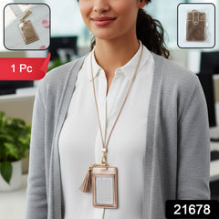 PU Leather ID Card Holder Wallet with Lanyard