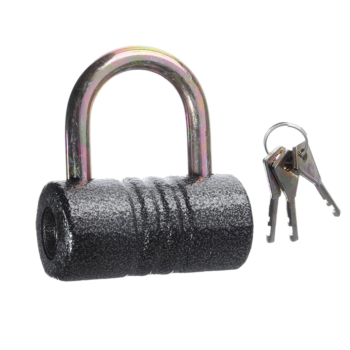 Heavy-Duty Iron Padlock â€“ 82mm Black Spray Lock with Brass Core & 5 Keys, Waterproof & Anti-Theft