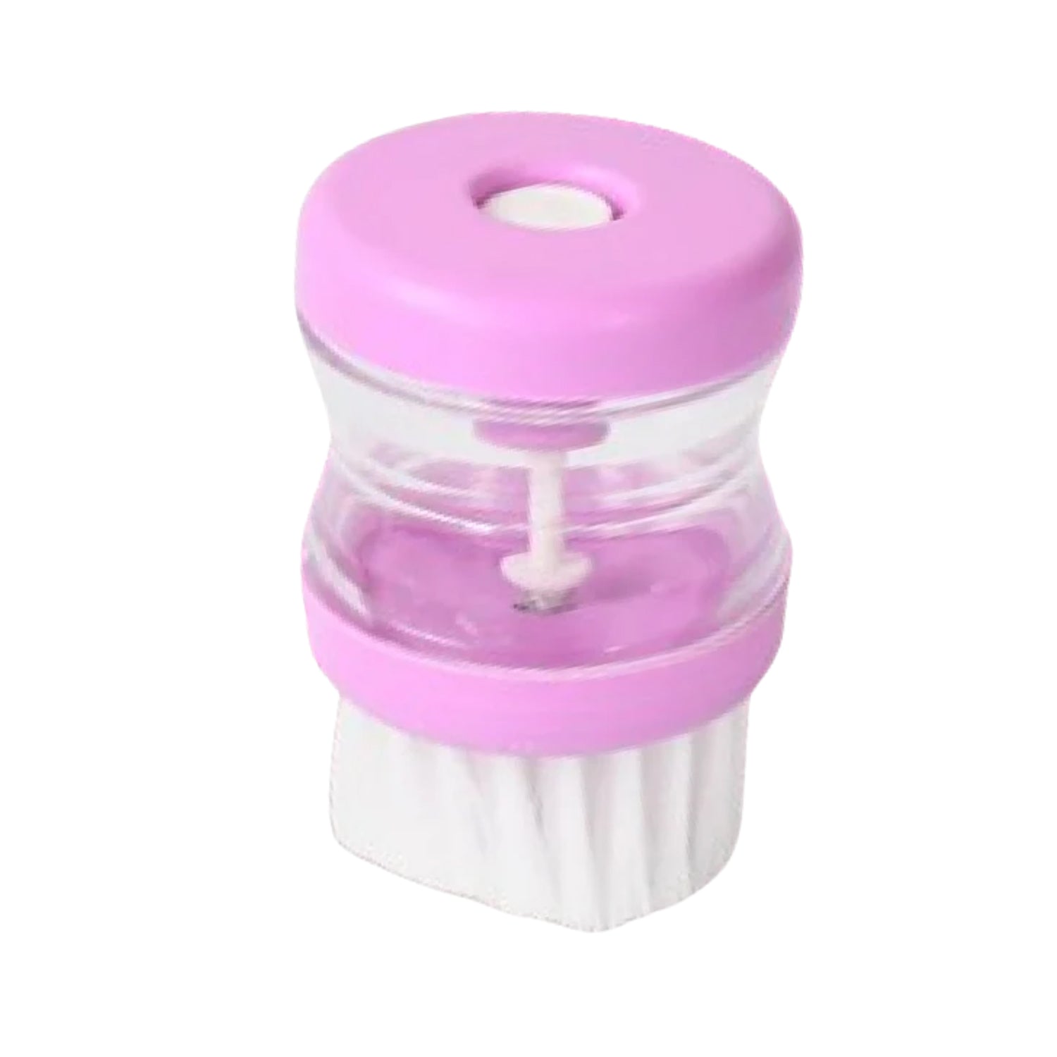 White variant of plastic wash basin brush with soap dispenser