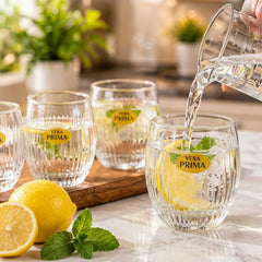 Yera Prima Naples Ribbed Glass Tumbler Set for Water and Juice (6 Pc)