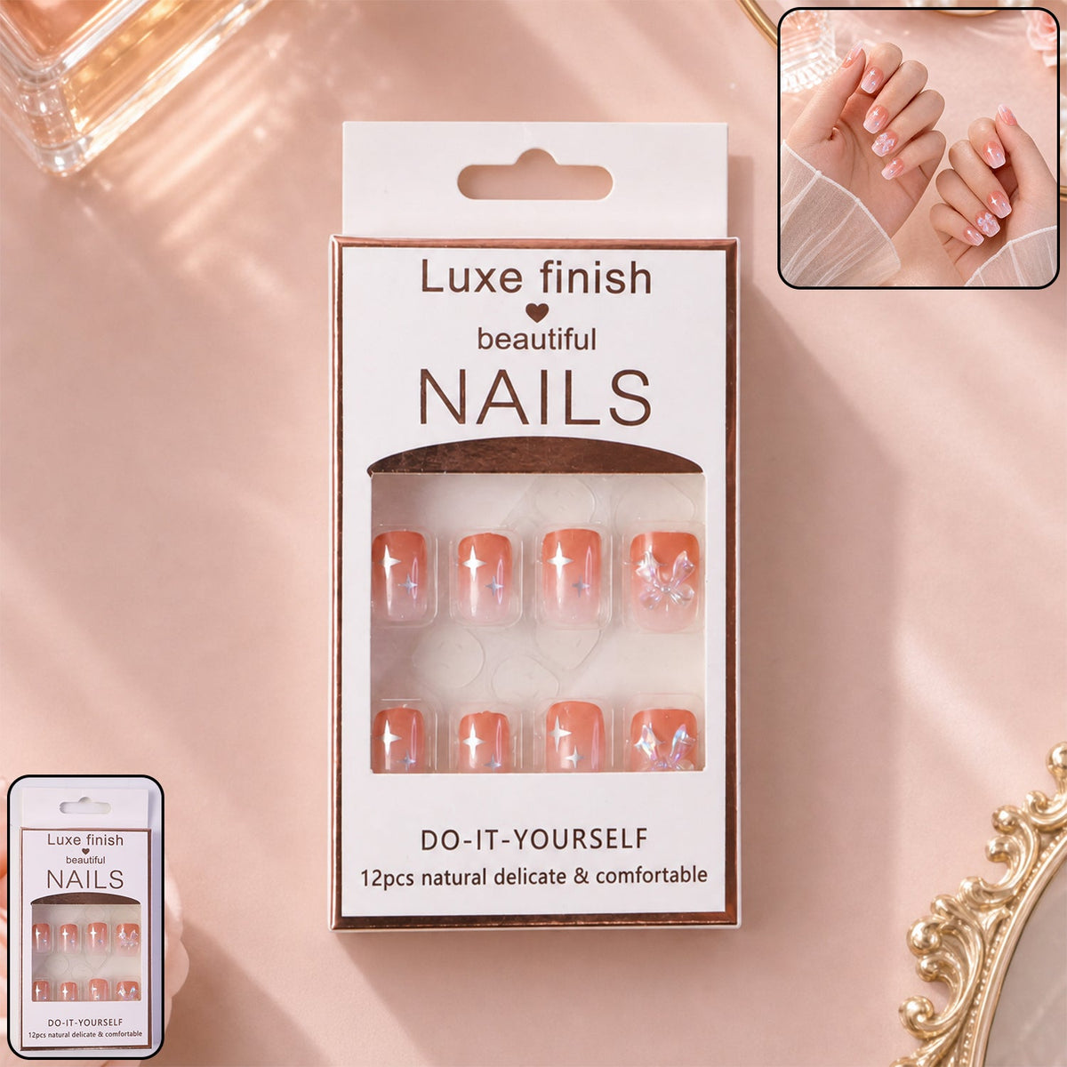 Artificial False Nail Set with Mix Design fake nails - (1 Set)