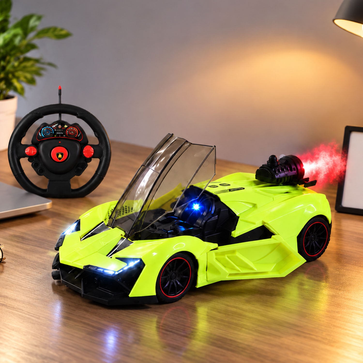 Remote control racing car spray LED lights