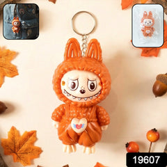 Cartoon character keychain toy with face change button