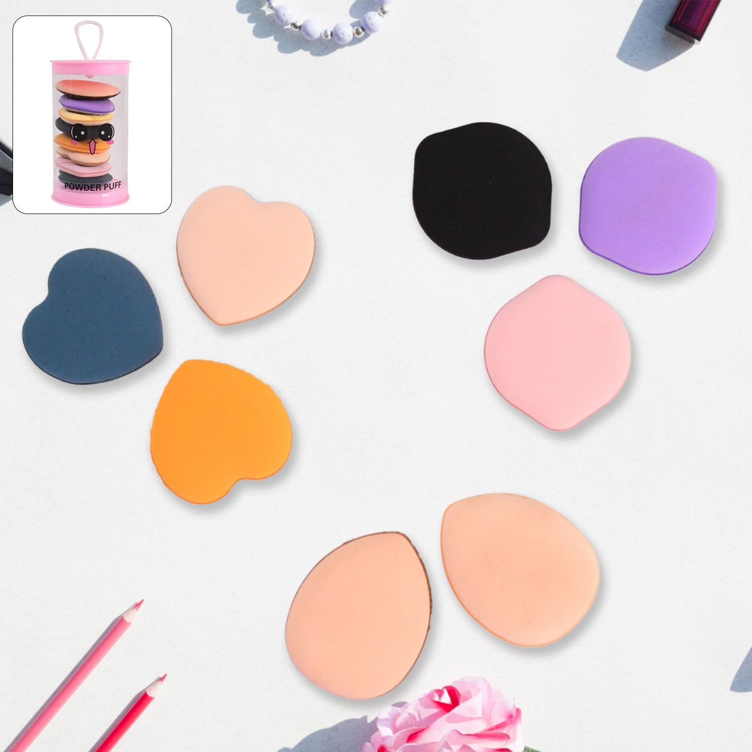 Mini Finger Makeup Powder Puffs applied on fingers