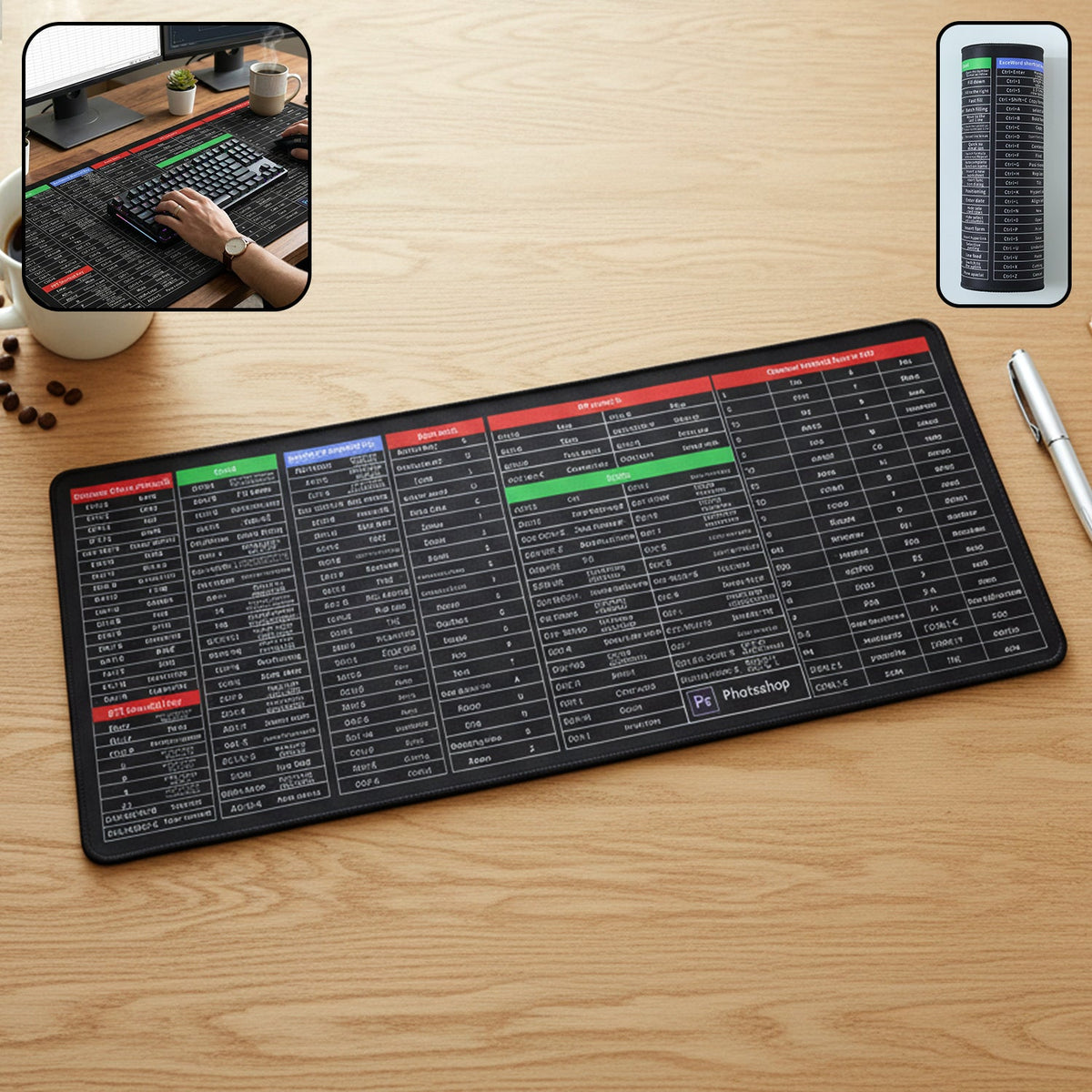 Shortcut Keyboard Mouse Pad Extended Desk Mat 70 x 30 Cm ...