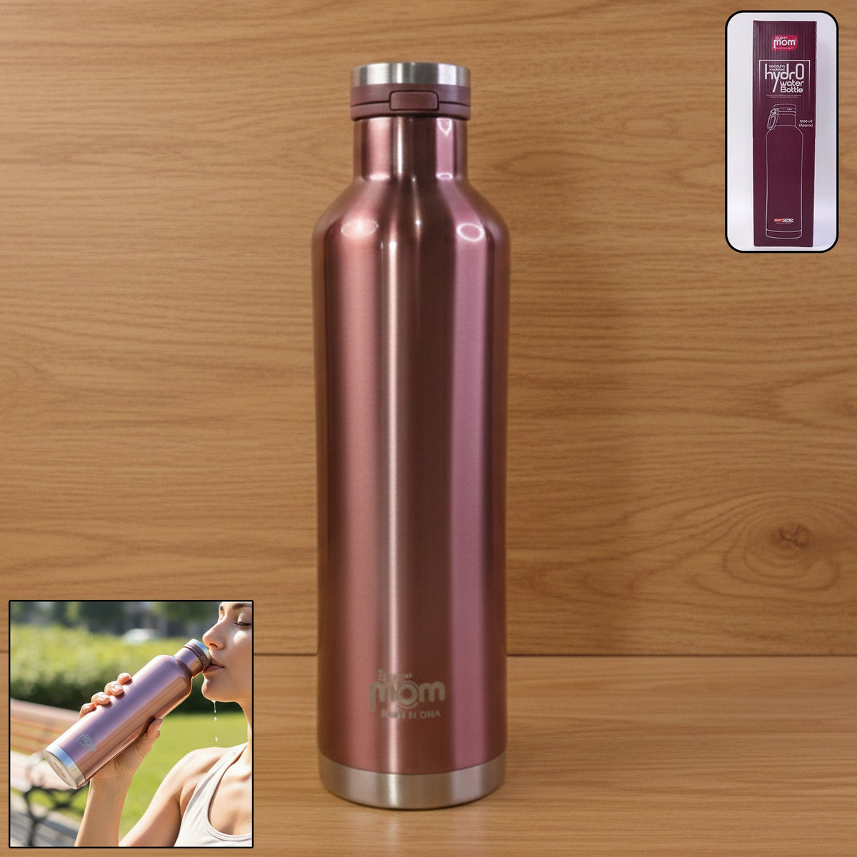 Supermom 1000 ML Stainless Steel Insulated Hydro Water Bottle, Vacuum Flask