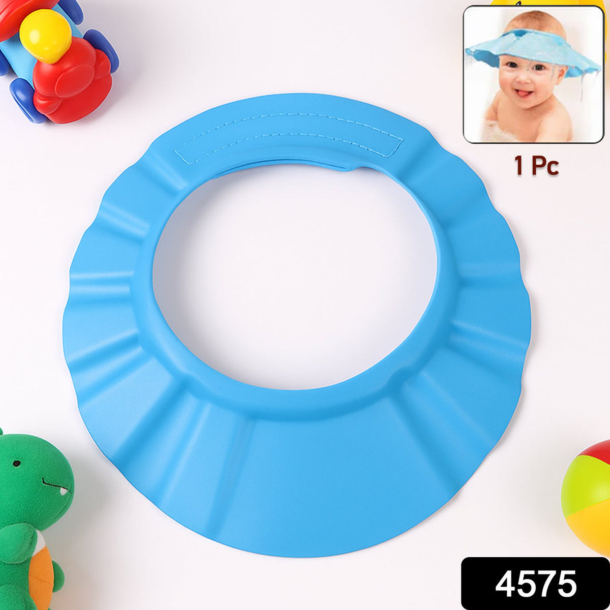 Baby wearing adjustable shower hat