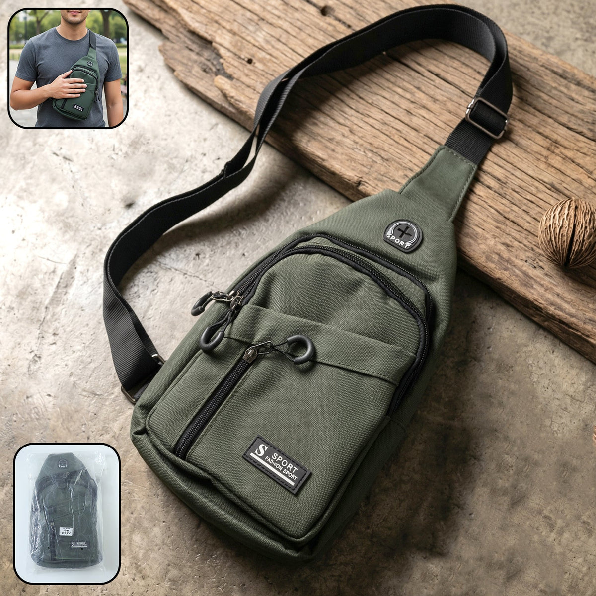 Durable Waist Bag Zipper Crossbody Sling Bag (1 Pc)