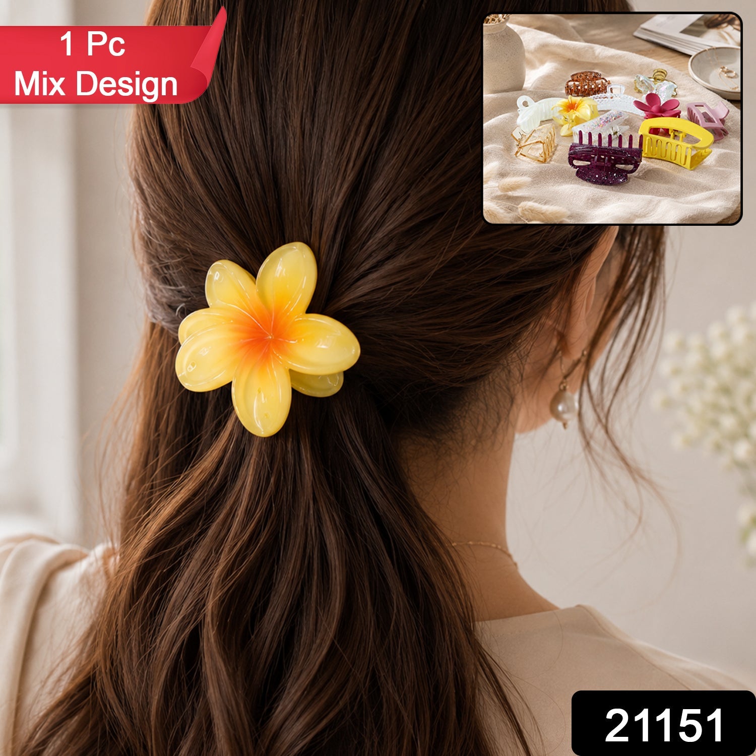 Flower shaped claw clutcher hair clip, 1 piece