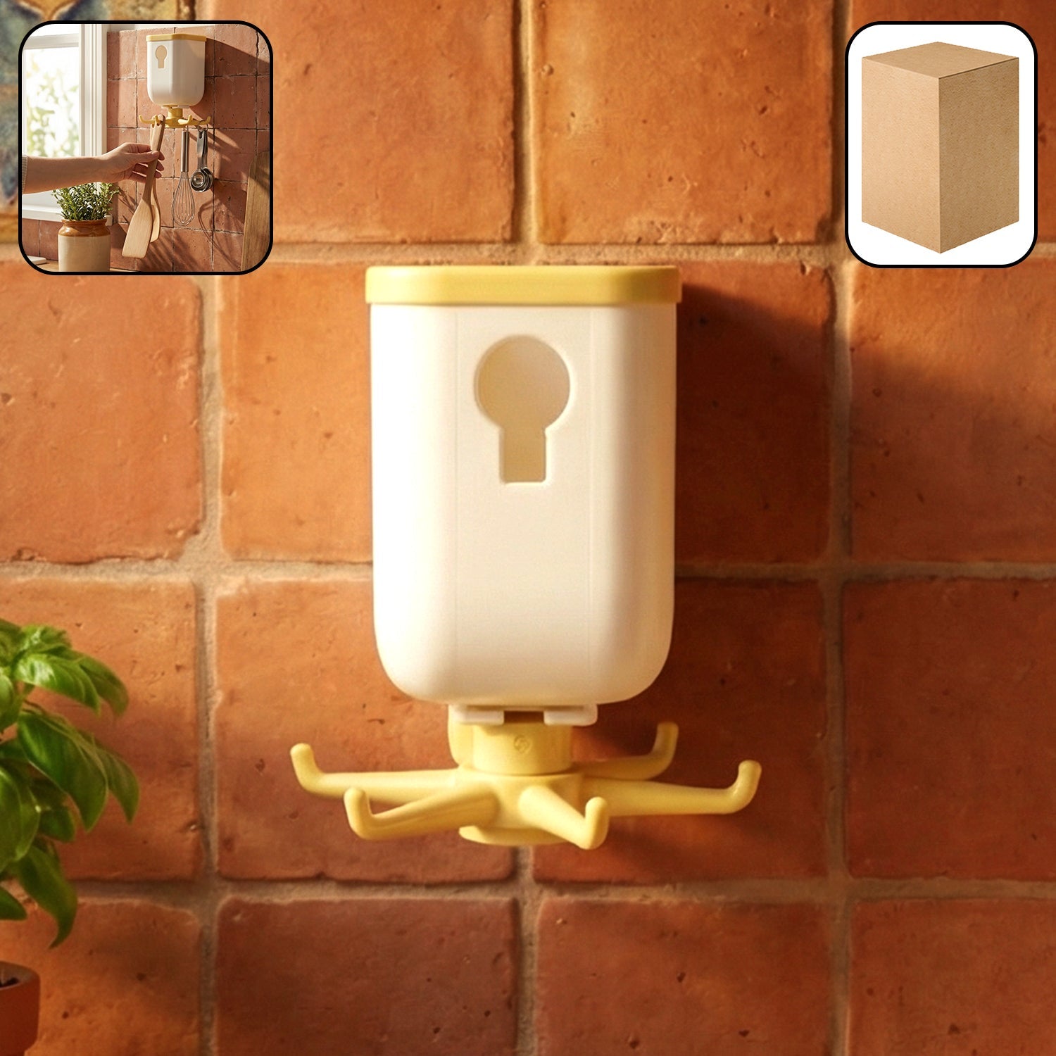 360Â° rotating heavy duty sticky wall hook mounted on wall
