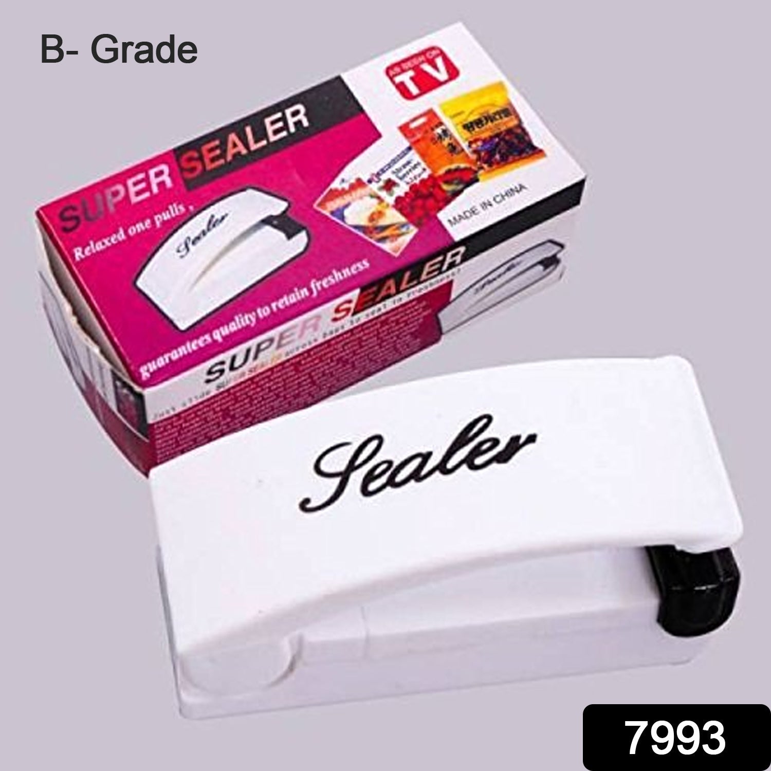 Mini heat sealer in hand, demonstrating portable use.
