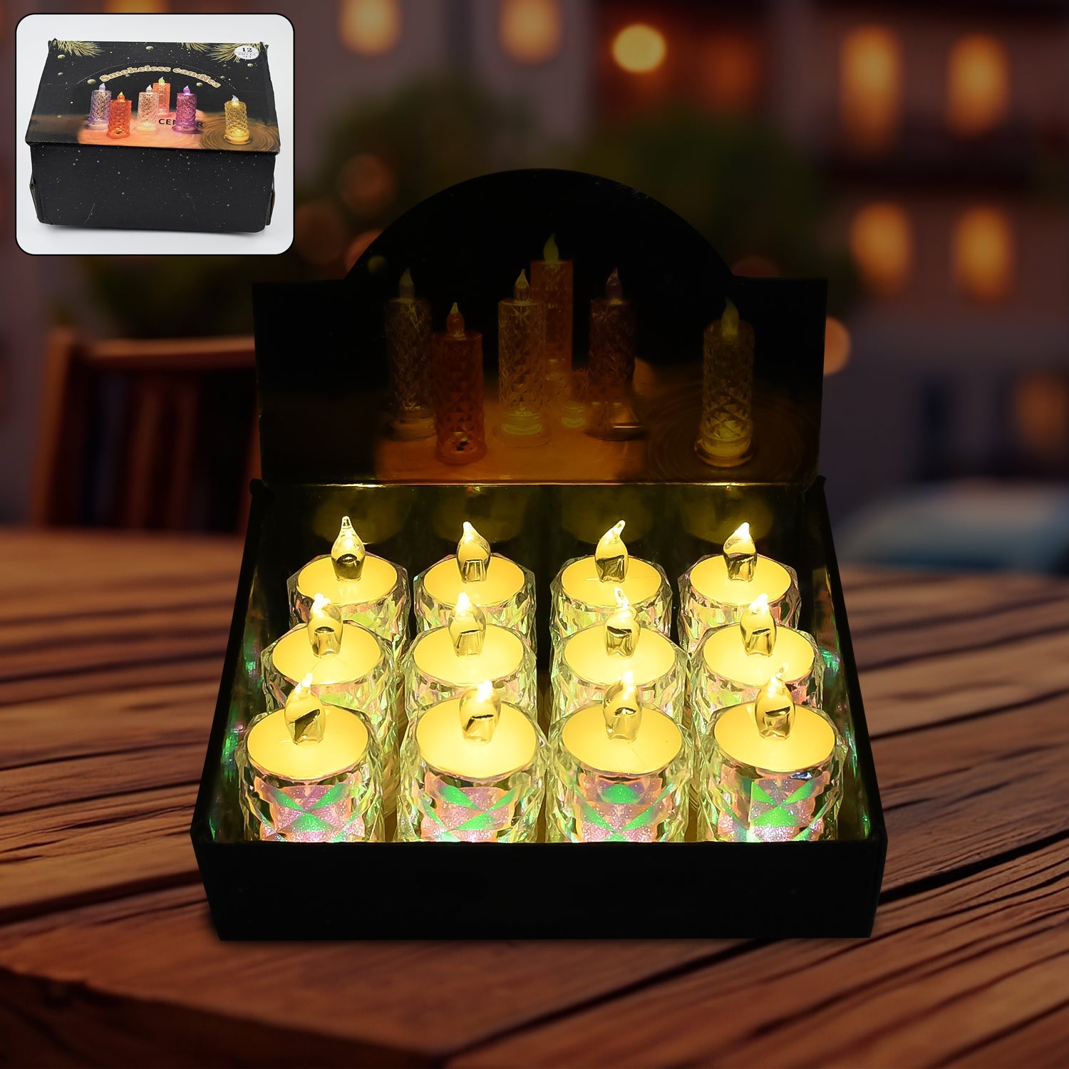 12 Pack stylish LED tealight candles glowing warmly