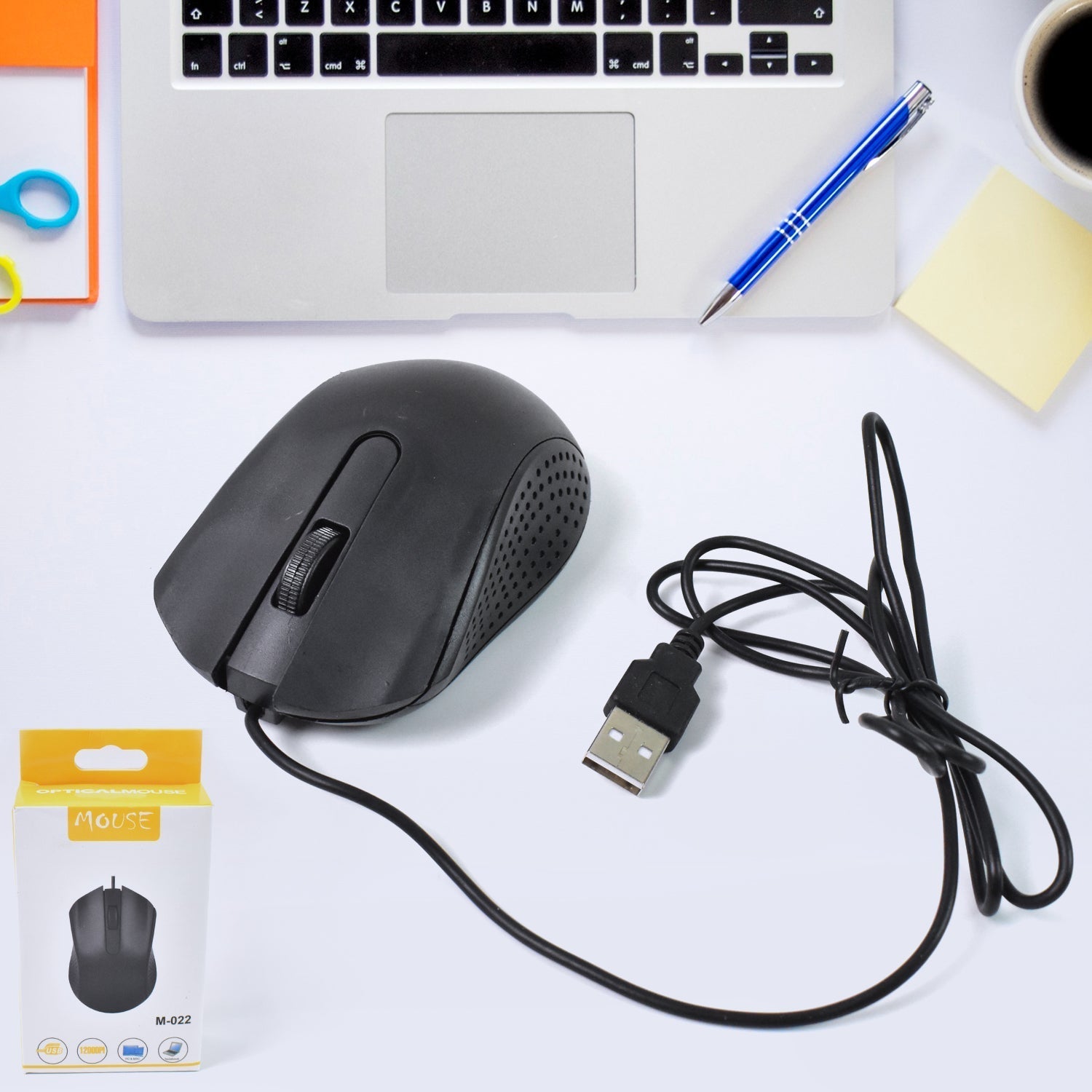 Compshop Wired Optical Mouse M-022 in black with USB cable