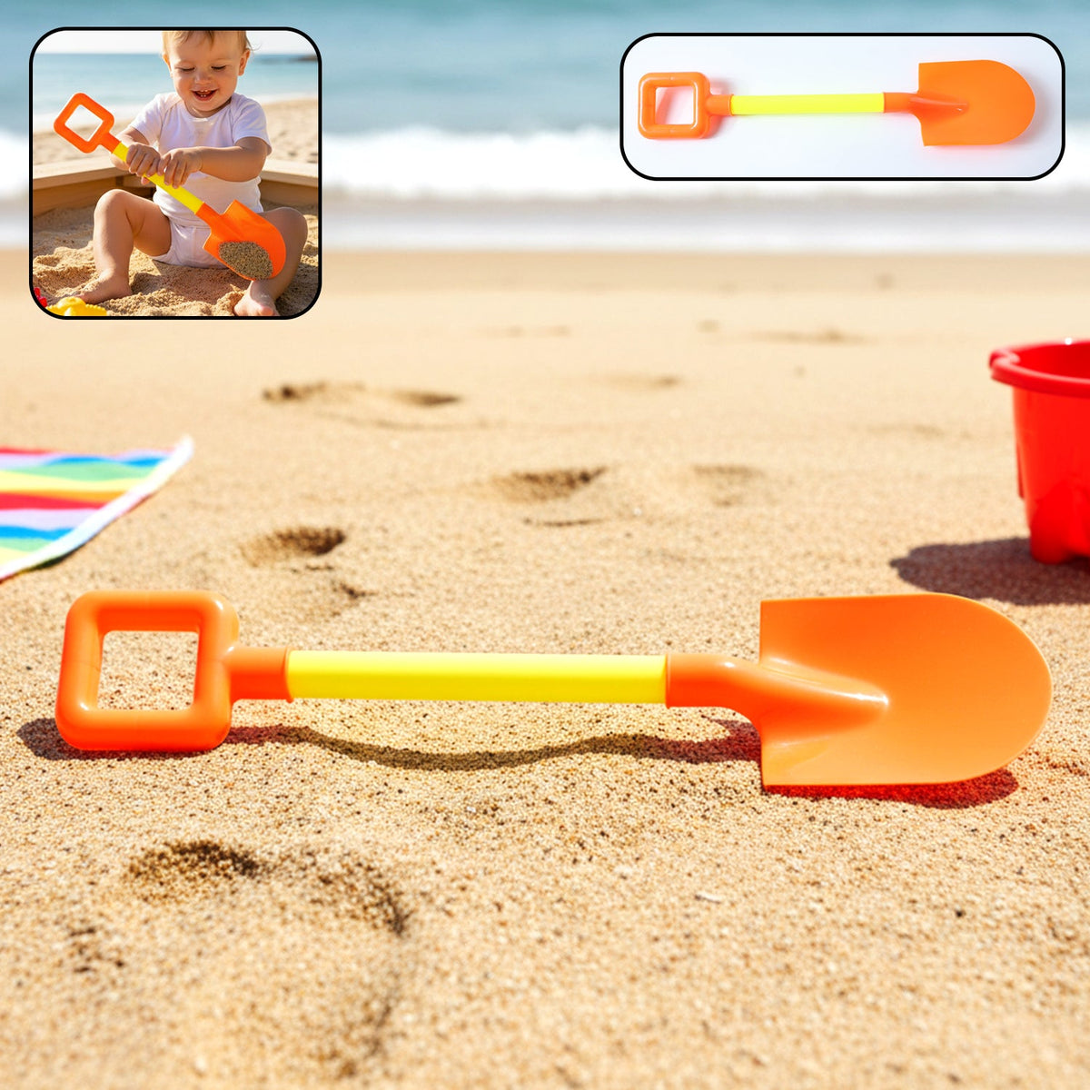 Kids Beach Sand Shovel with wide scoop on sand