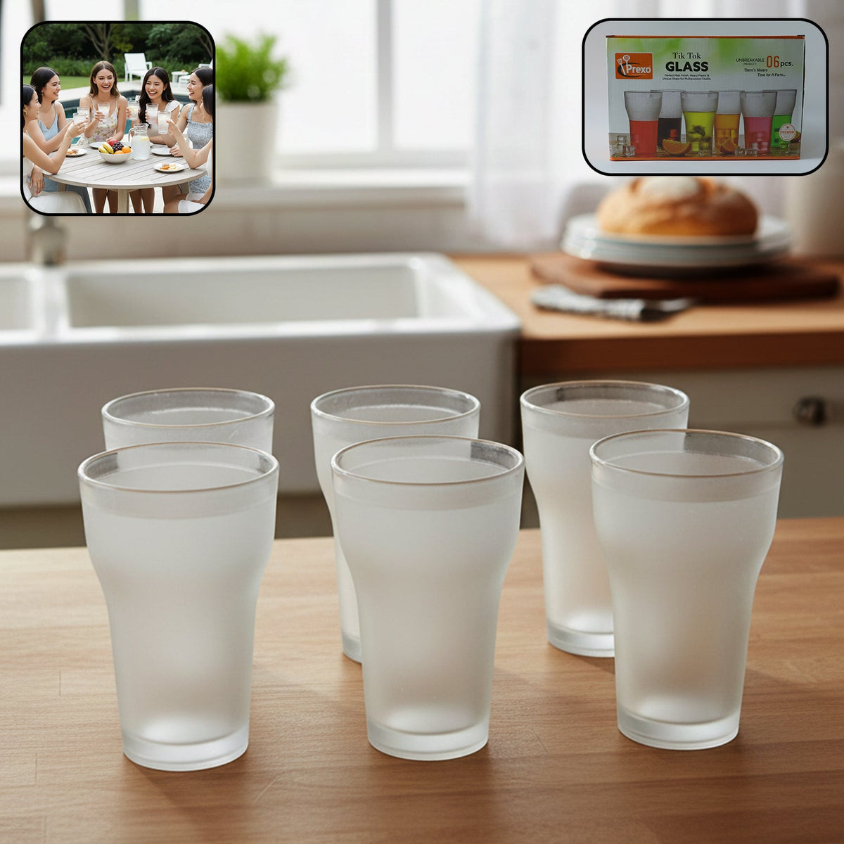 unbreakable plastic drinking water glass 6 pc set 300 ml