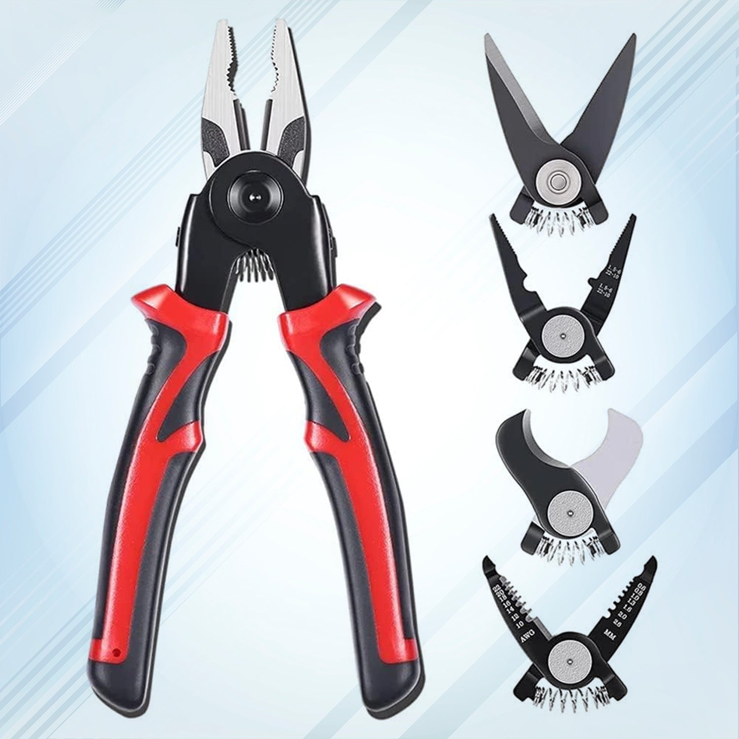 5-in-1 wire stripper pliers set with soft grip and alloy steel blades