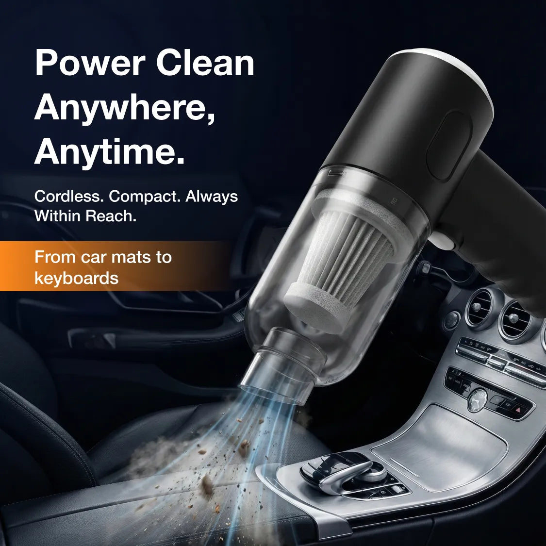 3-in-1 Mini Car Vacuum scale and size reference