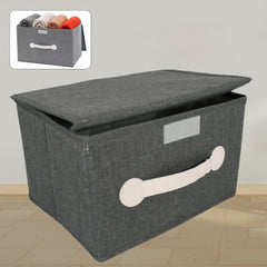 Small Foldable Storage Box With Lid And Handles, Cotton And Linen Storage Bins And Baskets Organizer For Nursery, Closet, Bedroom, Home (28Ã—20Ã—16 Cm / 1 pc)